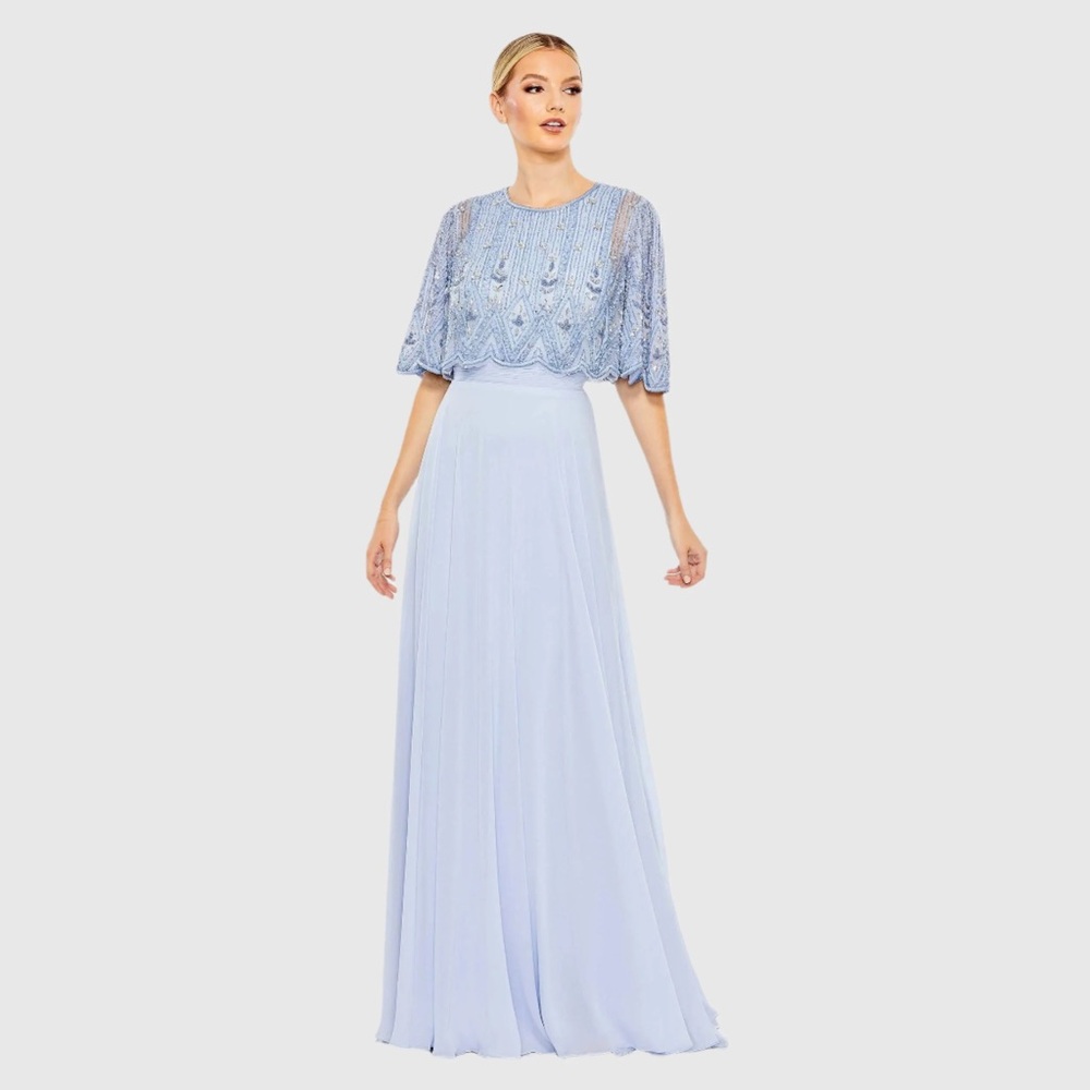 MAC DUGGAL Beaded Overlay A-Line Gown NWOT